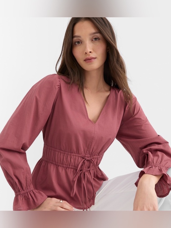 LOFT Tops - LOFT Double Tie Waist V-Neck Top in Dusty Rose